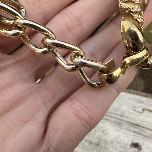 Vintage Chunky Gold Tone Rope Link Chain Necklace Heavy Statement 80s 90s Gaudy - Picture 5 of 5